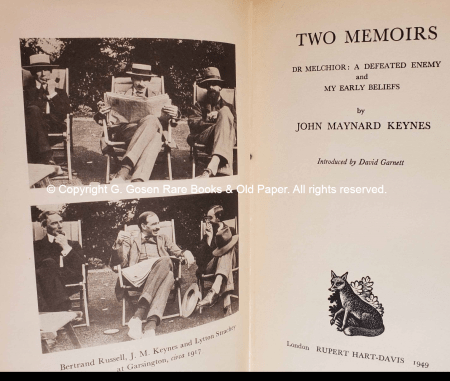 Frontispiece photographs of Bertrand Russell, J.M. Keynes and Lytton Strachey at Garsington, circa 1917.