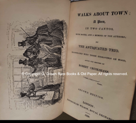 Walks About Town; a Poem, in Two Cantos, with Notes, and a Memoir of the Authors; by the Antiquated Trio. Illustrated with Three Engravings on Wood, after the Designs of Robert Cruikshank.